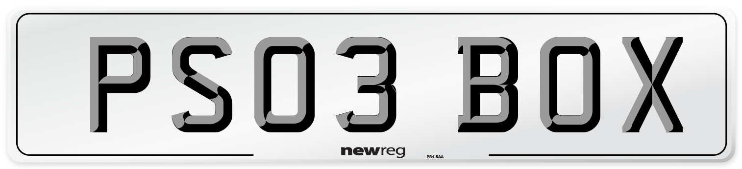 PS03 BOX Number Plate from New Reg